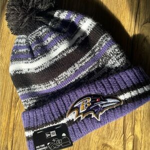 New Era Purple and Black Striped Beanie
